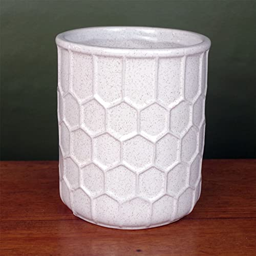 Leaf Pot de Fleurs d'intérieur en céramique, Miel Blanc, 16 cm