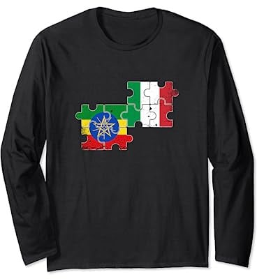 Etiopia Italia Vintage Bandiera Etiope Maglia a Manica