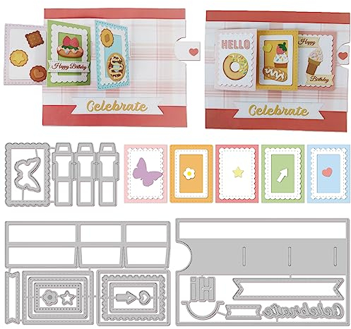GLOBLELAND 3D Triple Flip Stanzformen Für DIY Scrapbooking Metall Seitenrahmen Stanzungen Prägeschablonen Vorlage Für Papierkartenherstellung Dekoration Album Handwerk Dekor
