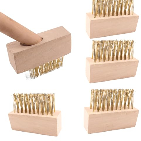 DASNTERED 5pcs Garden Wee-d Brush Replacement Head, Compact Bristles Patio Wee-ding Tool Moss Remov-er Tool for Garden Path Patio(gold+brown)
