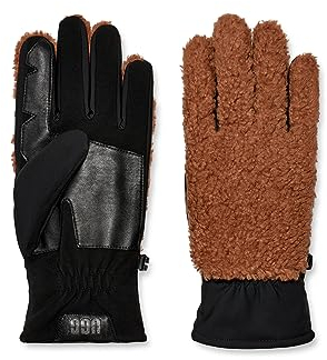 UGG Herren UGGfluff Smart Handschuh mit leitfähiger Lederhandfläche, Hartholz, Small-Medium