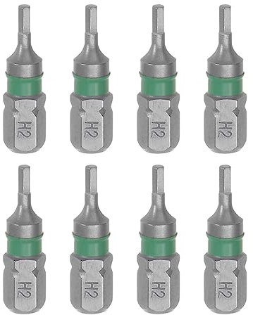 sourcing map 8Stk H2 Sechskant Schraubendreher Bit 2mm 1/4 Sechskant Schaft 1 Länge S2 Stahl Magnetik Leistung Bohrer