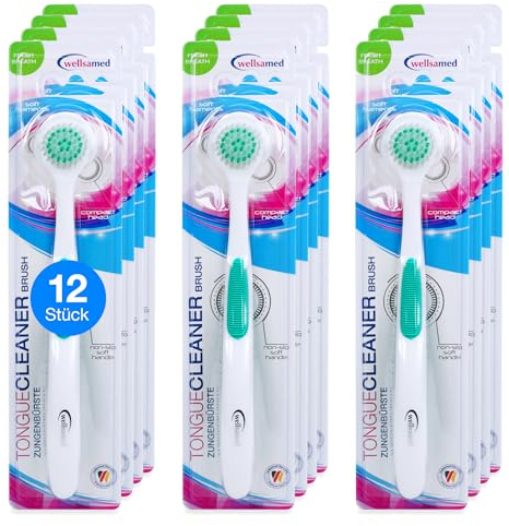Wellsamed Sparset mit 12 Stück Zungenbürste, Zungenreiniger, für eine effektive Zungenreinigung