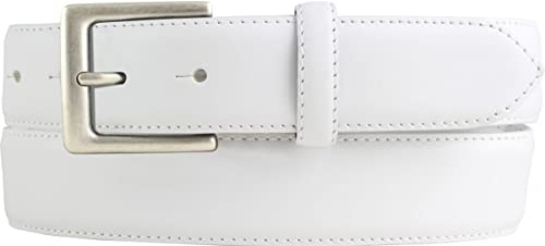 BELTINGER Hochwertiger Gürtel aus Vollrindleder 3,5 cm | Bombierter Ledergürtel Herren 35mm | Herren-Gürtel made in Italy | Weiß 100cm