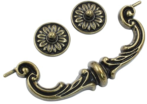 Biaungdo 8 tiradores centrales de agujero de 150mm/6 pulgadas, aleación de zinc, estilo rústico vintage, manijas de cajón antiguo para cocina, armario (bronce amarillo)