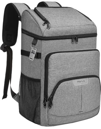 MOSISO Mochila Nevera, 40 Latas Gran Capacidad Leakproof Aislado Suave Nevera, Portátil Ligero Playa Bolsa Nevera para Hombres Mujeres, Impermeable Almuerzo Bolsa para Picnics Acampar Hiking,Gris