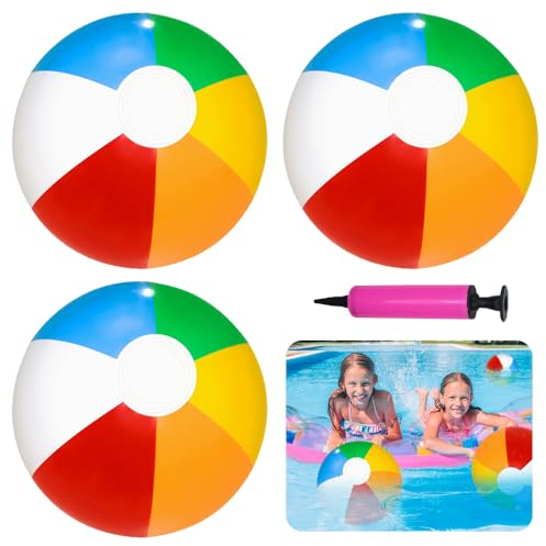 YANGUN 3 Piezas Pelota de Playa Inflable, Pelotas de Playa Hinchable, Pelotas Playa Inflable de Colores, para la Piscina, la Playa, Las Fiestas de Verano y los Regalos