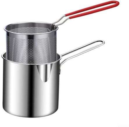 Olla de freír, Olla pequeña de acero inoxidable, Freidoras multiuso, Olla de acero inoxidable con asas, para patatas fritas, pescado y alas de pollo