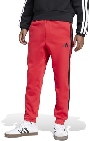 Adidas Men's Essential Three Stripes Fleece Pant, Pure Ruby/Black, S
