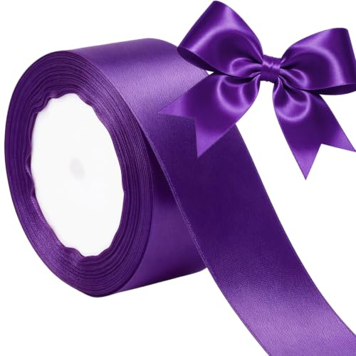 Violett Satinband 40mm,Geschenkband Satinband 22 Meter Polyesterband, Violett Schleifenband für Geschenkverpackung,Dekoration,Hochzeit,Weihnachten,Bastelarbeiten,und Geschenkverpackung