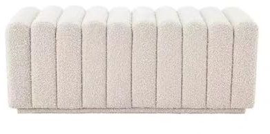 Bettbank Schlafzimmerbank, Bouclé-Stoffbank for Bettende und Eingangsbereich, Loveseat Ottoman-Fußhocker, Schlafzimmerbank, Schminktischbank, Innenbank Schlafzimmerbank ( Color : White , Size : 130*50