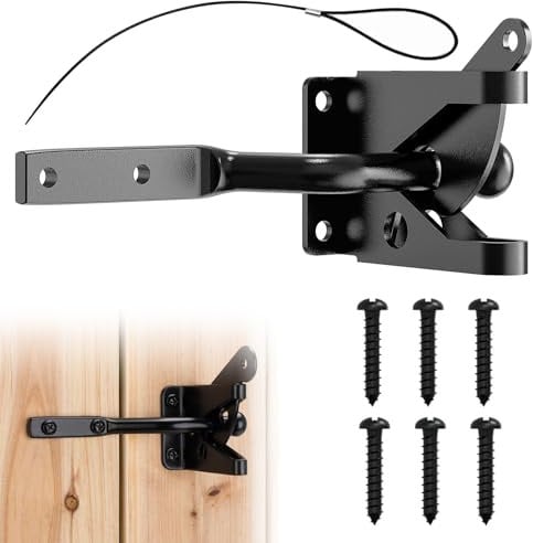 Gate Latch Self Locking Gate Gravity Latch Garden Gate Latch Heavy Duty Auto Door Latches with Pull Cable for Wooden Fence Gates Shed Door