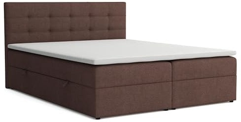 VENASI MÖBEL Jessa Boxspringbett mit Bettkästen H2/H3 Matratze und Topper (Braun, 180 x 200 cm)