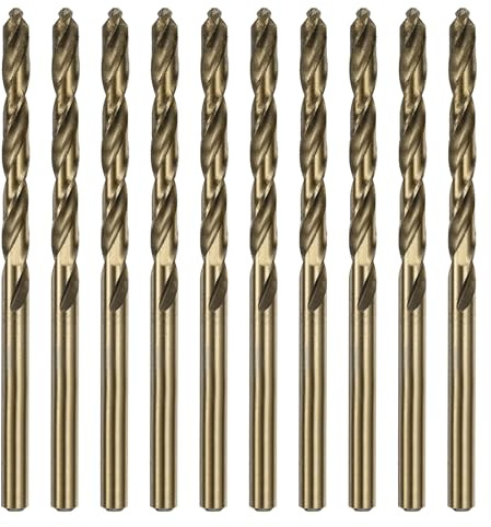 sourcing map 10pcs Cobalt Jobber Drill Bits 4.5mm / 0.177 M35 High Speed Steel HSS Twist Drilling Bit Tool for Stainless Steel Copper Wood Plastic and other Hard Materials