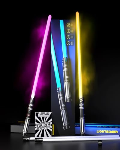 Viglaschill Dueling Light Saber FX Lightsaber 2 Pack Ricaricabile 24 Colori 6 Modalità Suoni 2-in-1 Spada Leggera Staccabile Giocattolo per Bambini e Adulti Regalo di Natale Halloween