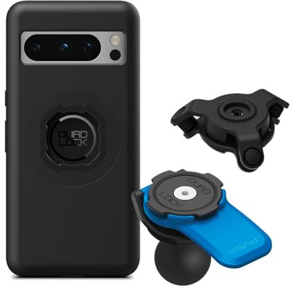 Quad Lock Motorcycle 1 Ball Adaptor Phone Mount Kit with Vibration Dampener and Pixel 8 Pro MAG Case