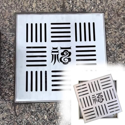 Jievmrs Abflussgitter Abdeckung für Rinnenentwässerungsgitter aus Edelstahl, Robustes Metallgitter und -sockel für Die Küche, Rinnen-/Bodenablaufsiebe für Gartenpark(15x15x3cm/5.9x5.9x1.2in)