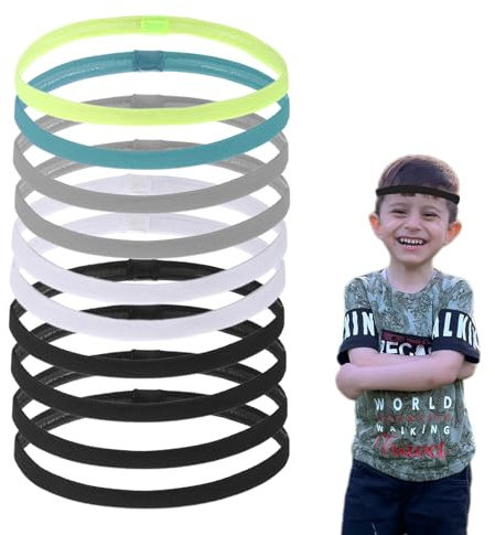 10PCS Boys Headband For Kids,Kids Headbands,Elastic Boys Hair Band,Sports Headband Kids,Non Slip Sports Headband Set,Silicone Grip Sport Hair Band For Yoga Football Running For Women Men(Multicolour)