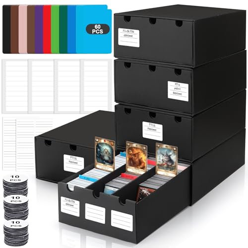 AOBOPLE Karten Box für 15000+ Trading Card,Sammelkarten-Aufbewahrungsbox mit 48 Kartenteiler,Etiketten Klebeband und Schubladen,Sammelkarten Box Trading Card Box für TCG,MTG,PTCG,Sports Karten