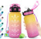 Bouteille d'eau 500ml, Gourde Enfant avec Paille, Gourde avec Marqueur de Temps, Gourde Sport Étanche, Bouteille Reutilisable, Gourde Motivation, Gourde Idéale pour Yoga, École, Bureau, Randonnée
