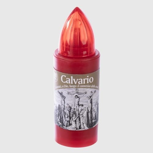 La Briantina Lumino Elettrico Calvario Rosso per Loculo – Luce Fissa Rossa, Uso Esterno, Resistente alle Intemperie – Batterie Incluse – Durata 180 Giorni – Ø 3 cm x H 9,5 cm