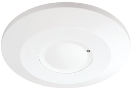 Evoges IP20 Indoor Microwave Motion Sensor IP20 Surface Mount – 360° Adjustable Detection 1-8m, Day/Night Sensor, Time Delay 10s-12min, Energy Saving Ceiling Sensor for LED & Incandescent Lights White