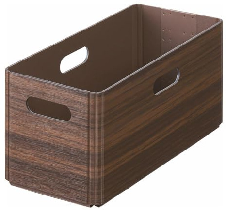 KiiNi Box S - Japanische Aufbewahrungsbox in Holzoptik (dunkelbraun) | by KING JIM: Faltbar und kombinierbar