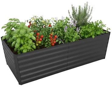 Relaxdays Hochbeet, verzinktes Metall, HxBxT: 57 x 180 x 90 cm, eckiges Gartenbeet für Gemüse, Kräuter, Blumen, Farbwahl