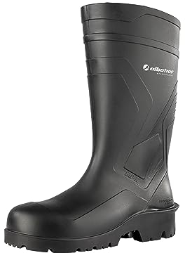 ALBATROS Arbeitsgummistiefel Protector Plus S5 – Hochwertige Arbeitsschuhe für Herren – Wasserdichte Gummistiefel mit Stahlkappe & Durchtrittschutz Schwarz Größe 45