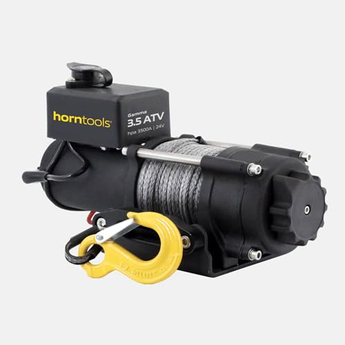 Horntools Seilwinde Gamma, 1,6 Tonnen ATV, Querstreben aus Edelstahl, Heckwindensystem (Kunststoffseil, 24 Volt)