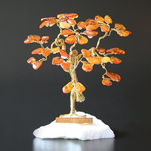 heliaden Bonsai Glücksbaum Lebensbaum Geldbaum Bäumchen aus Bernstein III 9 cm Handmade Feng Shui Deko