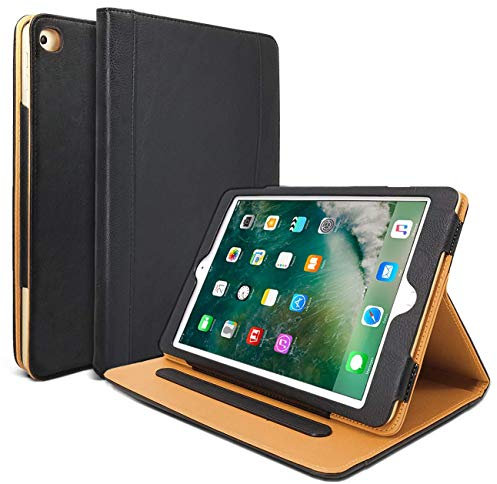 iPad Air Hülle - iPad PU Leder Smart Schutzhülle Cover Case mit Ständer Funktion und Auto-Einschlaf/Aufwach für Apple iPad Air / iPad Air 2(Modellnumber A1474 A1475 A1476 A1566 A1567) - Schwarz