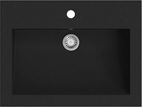 vidaXL Granit Waschbecken Schwarz Handwaschbecken Waschtisch Aufsatzbecken