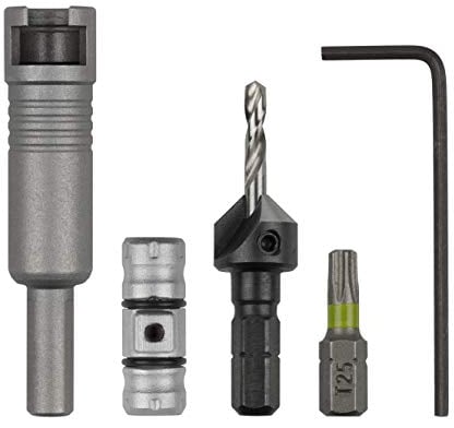 wolfcraft Starter kit di flipbit da 5 pezzi I 3082000 I Soluzione porta attrezzi doppia per la foratura, la svasatura e l'avvitamento