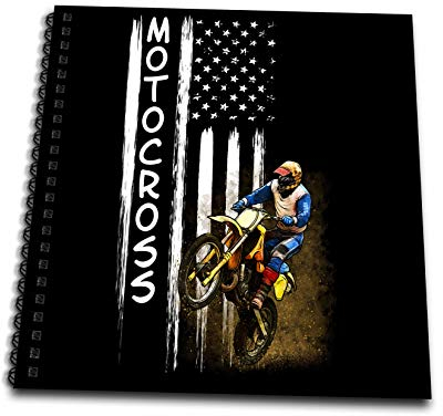 3dRose db_320095_2 Erinnerungsbuch, Motocross Dirtbike mit Zitaten und Flagge der Vereinigten Staaten, 30,5 x 30,5 cm, Papier, Mehrfarbig, 12x12 memory book