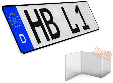 1 Stück KFZ Kennzeichen 40cm x 11cm Nummernschild 400mm x 110mm Wunschkennzeichen DIN zertifiziert Autokennzeichen auch für Fahrradträger Anhänger LKW Wunschprägung amtliches Kennzeichen Autoschild