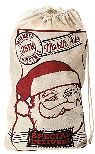 Widmann 01339 - Weihnachtsmannsack aus Jute, Größe 50x80 cm, Jutebeutel, Turnbeutel, Mottoparty, Karneval, Weihnachten