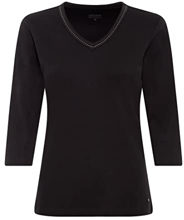 Olsen Damen T-Shirt mit V-Ausschnitt und Dekosteinen