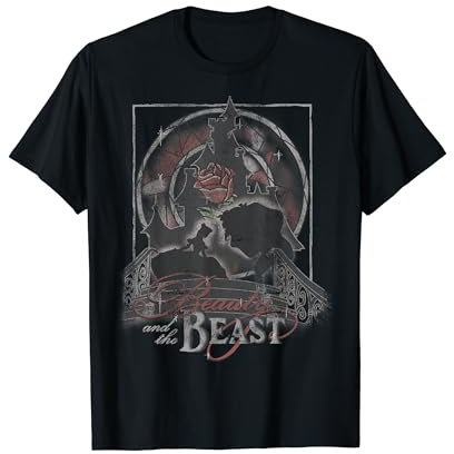 Disney Beauty And The Beast Artsy Silhouette Poster T-Shirt