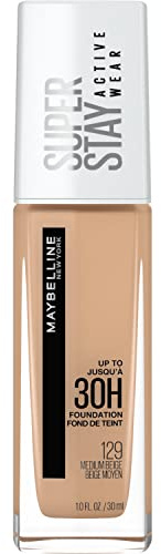 Maybelline Super Stay Full Coverage Liquid Foundation Active Wear Makeup, Up to 30Hr Wear, Transfer, Sweat & Water Resistant, Matte Finish, Medium Beige, 1 Count