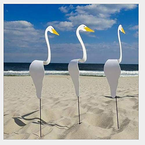 Mgsiko Wirbelvogel - Weiß Flamingo Vogel-stecker PVC Standstab Gartendeko Gartenstecker aus Wirbelvogel, dem Flamingo-Windspinner, den Windskulpturen Kunst, 40cm