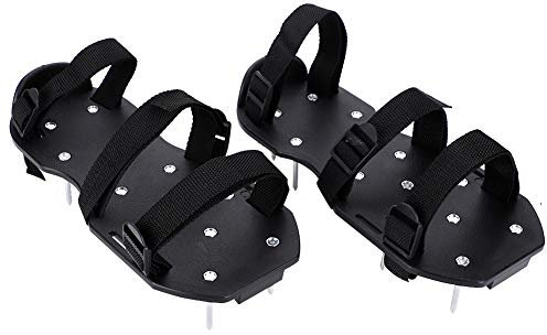 Ejoyous Rasenbelüfterschuhe Rasenlüfter Vertikutierer Rasen, Nagelschuhe für Dein mit Stacheln und Schnallen-Gartenwerkzeug, Universalgröße passt Schuhe oder Stiefel für Rasen Hof(3 Riemen)