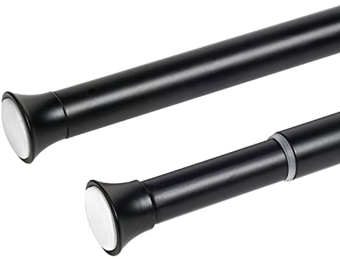 MUHOO Gardinenstange Ausziehbar, Teleskopstange Vorhang, Klemmstange als Duschvorhangstange/Kleiderstange/Spannstange, Schwarz (1 Stück,140-250cm)
