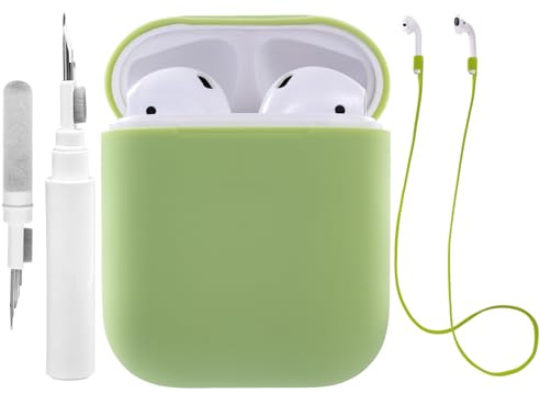 Teyomi Hülle Kompatibel mit Airpods 1, kompatibel mit Apple AirPods 2 Case(Grün), for Schutzhülle aus Silikon mit Karabinerhaken[Drahtloses Laden unterstützen]