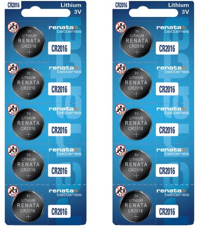 Renata CR2016 - Batterie a bottone al litio, 3 V, 10 pezzi