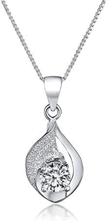 DANIEL CLIFFORD Damen Halskette Silber 925 mit Anhänger Kristall 'Iris’, 45 cm elegante Silberkette mit Zirkonia Stein Anhänger