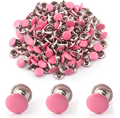 Pink Leather Rivets-9mm Double Cap Rivet Rivets Kit for Leather Craft 60 Sets Rivets Leather Decoration Rivet Studs for Purse Bags Handbags