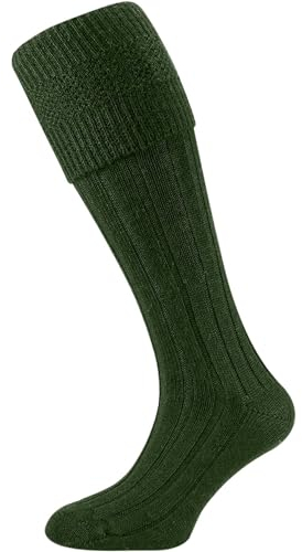 HiFEN® Traditionelle schottische Herren-Socken, Wolle, warm, Kilt, bequem, Freizeit, Hochzeit, Sport, Beinstulpen, Größe 39-45, grün, 6-11
