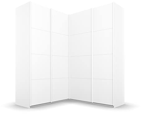 Rauch Möbel Quadra Schrank Eckschrank Schwebetürenschrank, Weiß, 4-trg., inkl. 2 Kleiderstangen, 12 Einlegeböden, BxHxT 181x229x187 cm