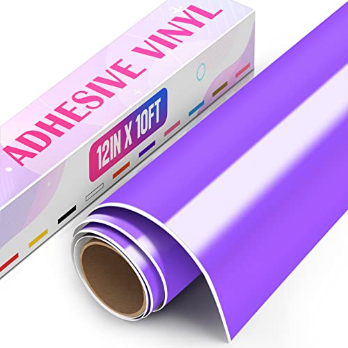 HTVDIY 12 x 10ft Permanent Adhesive Vinyl,Glossy Purple Permanent Vinyl for Cups,Mugs, Decals,Crafts Covering,Home Decor
